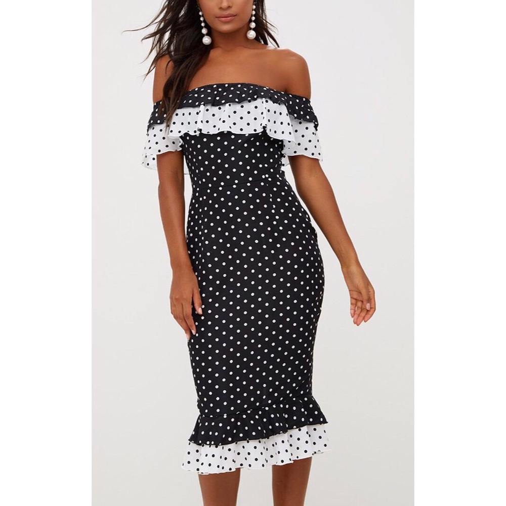 PrettyLittleThing Polkadot Midi Dress